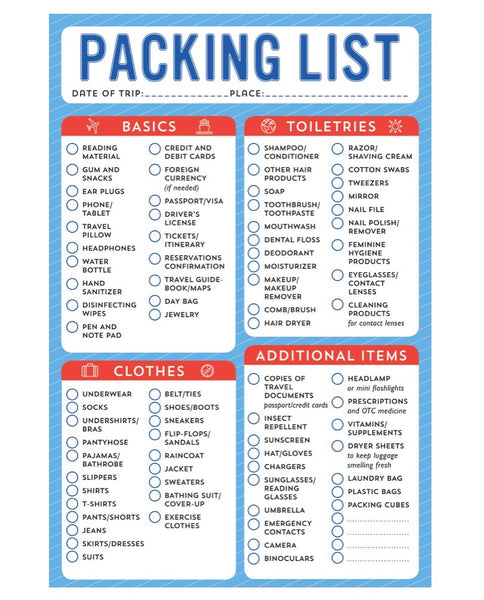 Notepad Packing List – Organise My